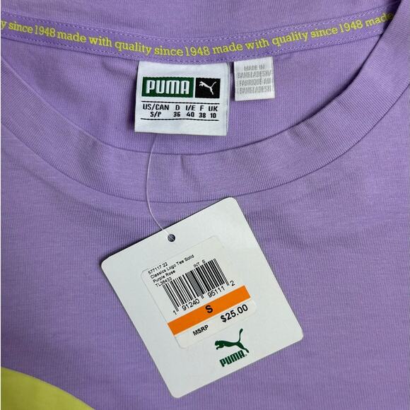 New Puma Women's Classics Logo Tee Solid Purple Rose Size S - Picture 4 of 9
